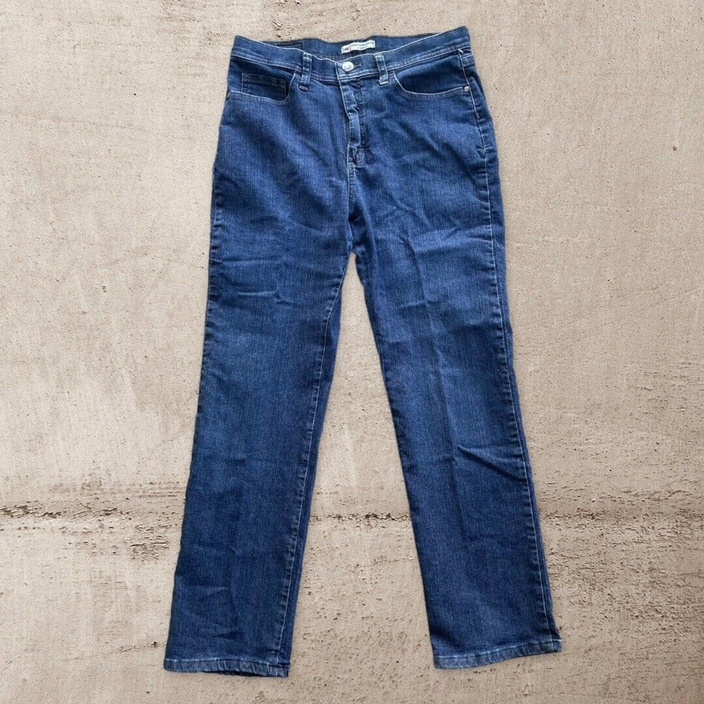Lee Classic Fit Straight Leg At The Waist Jeans Women's 10 Petite Blue Mid Rise